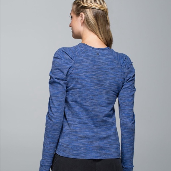 Lululemon Lab City Long Sleeve Puff Shoulder Pullover - Space Dye Blue - Small - Picture 4 of 14